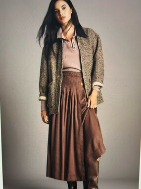 Anthropologie Chocolate Brown Pleated Midi Skirt. Gorgeous! No flaws!